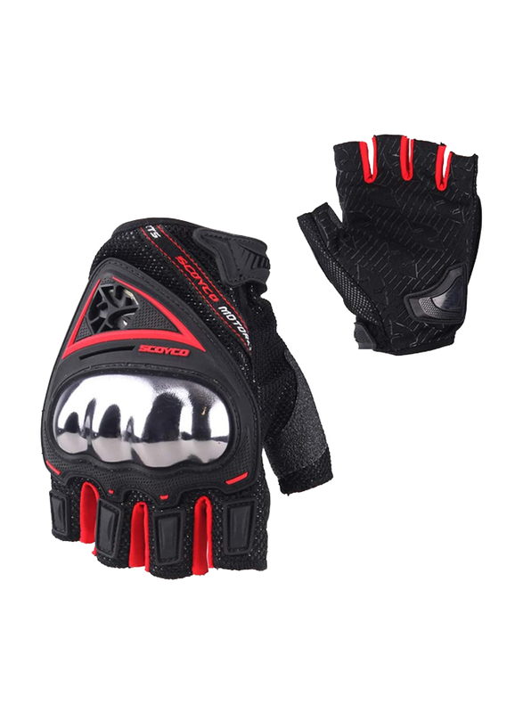 Scoyco MC44D Half Finger Motorcycle Gloves, Large, Red