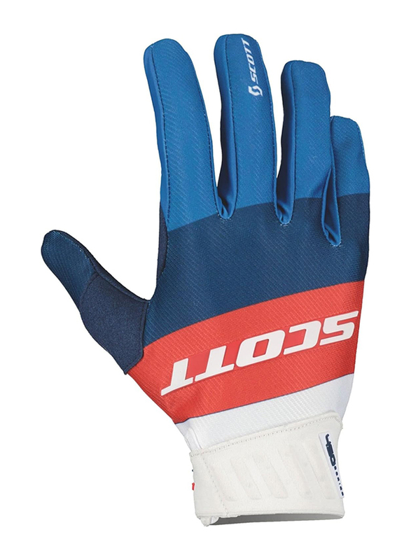 Scott 450 Angled MX Gloves, Medium, Blue/Red