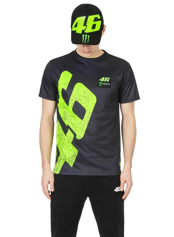 Valentino Rossi VR 46 100% Polyester T-Shirt for Men, M, Grey