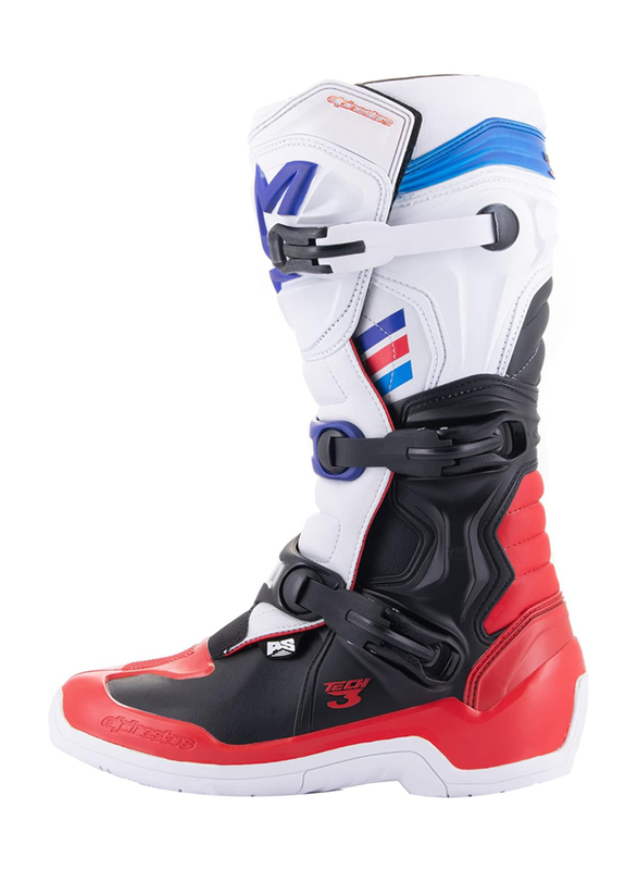 Alpinestars Tech 3 Motocross Boots, Size 9, White/Red/Blue