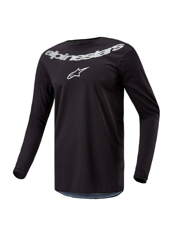 Alpinestars S.P.A. Stars Fluid Graphite Jersey for Men, Small, Black/Silver