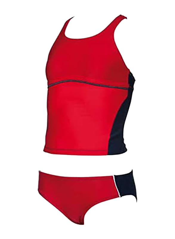 Arena Sporty Junior Tankini Bikini Swimsuit for Girls, 2 Pieces, Red, 12-13 Years