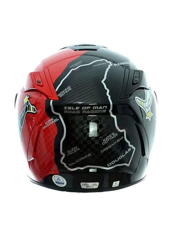 HJC RPHA 70 Isle of Man MC1 Helmet, Large, RPHA70-MC1-ISLE-L, Black/Red