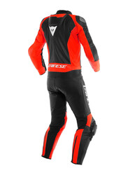 Dainese Mistel Leather Suit, 2 Pieces, Black-Matt/Fluo-Red, Size 52