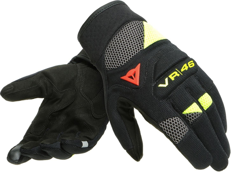 Dainese VR46 Curb Short Gloves, 2X-Large, Black/Anthracite/Fluo Yellow