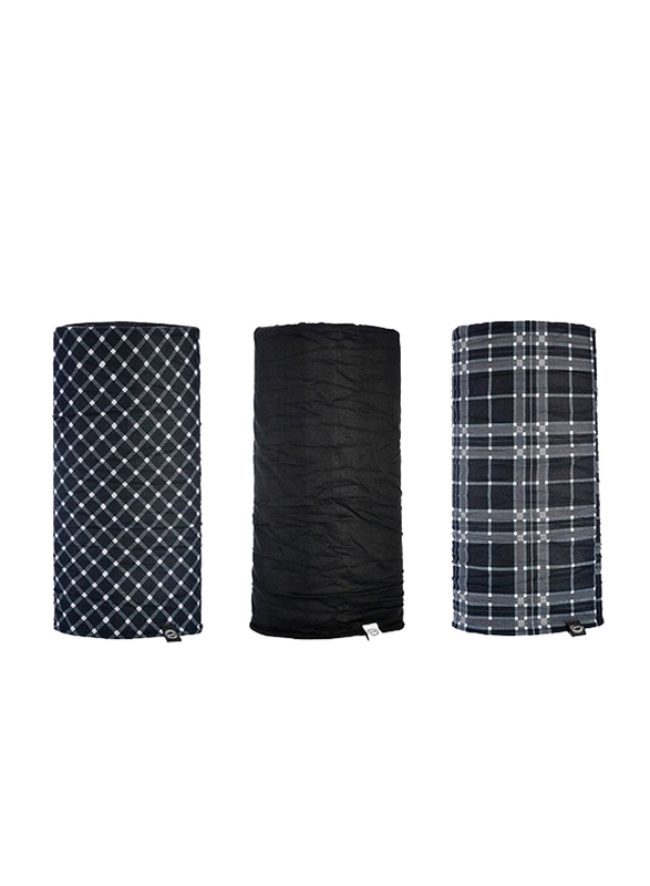 Oxford Comfy Tartan Head & Neck Wear, Black/White, 3 Piece