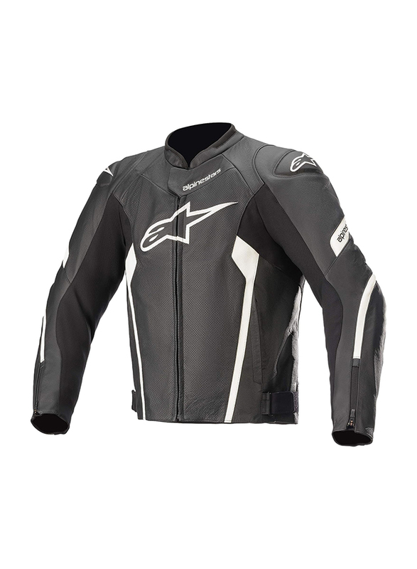 Alpinestars Faster V2 Airflow Leather Jacket for Men, Black/White, Size 50