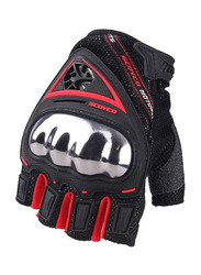 Scoyco MC44D Motorcycle Anti-Slip Shockproof Wear-Resistant Summer Half Finger Gloves, X-Large, MC44D-RED-XL, Black/Red, MC44D-RED-XL