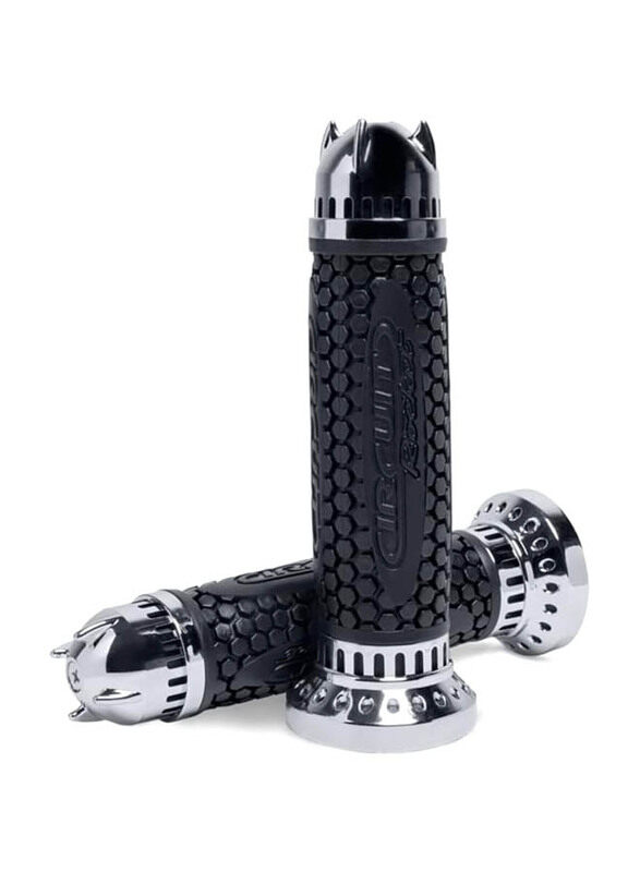 

Circuit Manopla Rocket Handle Grip for Motorcycle, 1 Pair, Black/Silver