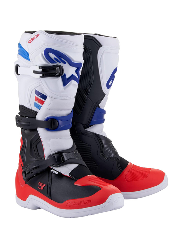 Alpinestars Tech 3 Motocross Boots, Size 9, White/Red/Blue