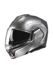 HJC i100 Solid Flip-Up Hyper Motorcycle Helmet, Large, I100-SOL-HYSLVR-L, Silver