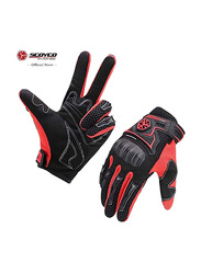 Scoyco MC44D Motorcycle Glove Breathable Gloves, Large, MC44D-BLK-L, Red/Black