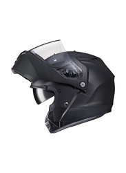 HJC C91 Solid Fip-Up Semi Flat Motorcycle Helmet, Medium, C91-SOL-SFBLK-M, Black