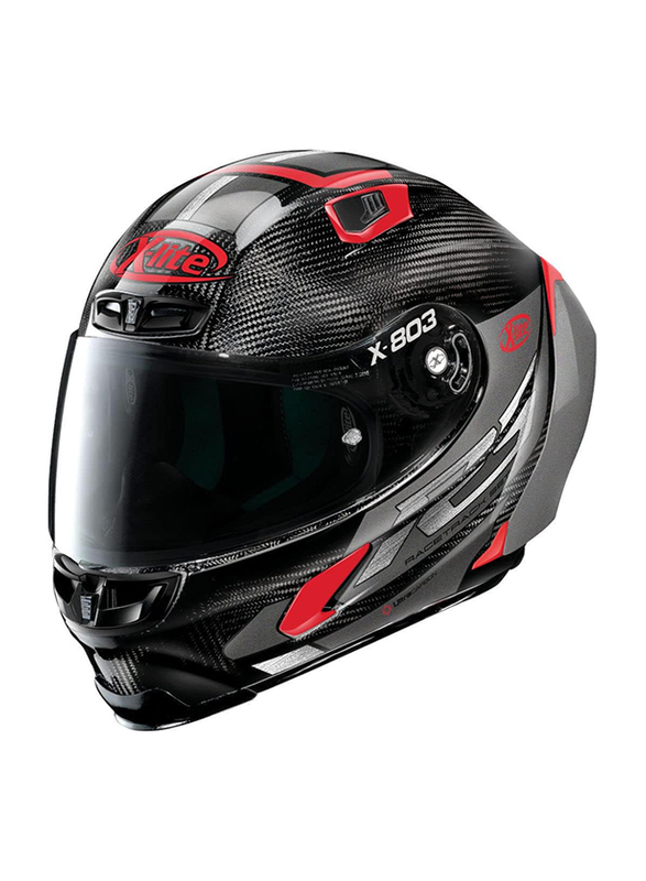 Nolan X-lite X-803 RS Ultra Carbon Skywarp Full Face Motorcycle Helmet, Red/Black, Large
