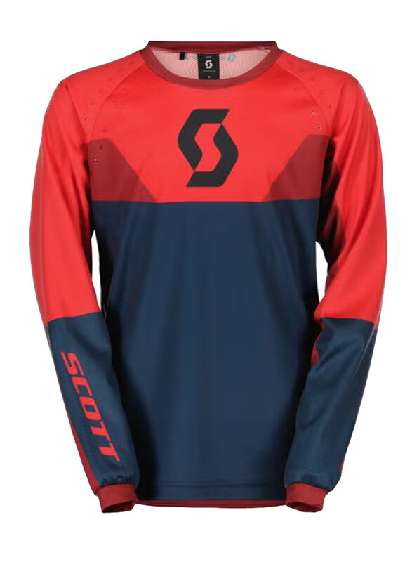 

Scott Sports Sa Sco Jersey Evo Track for Unisex, Small, Dark Blue/Neon Red
