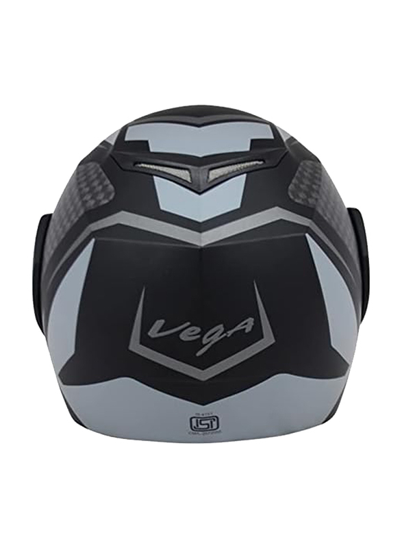 Vega Crux DX Checks Motorcycle Flip-Up Helmet, Large, Black/Silver