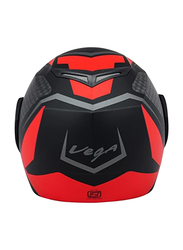 Vega Crux DX Checks Motorcycle Flip-Up Helmet, Medium, Black/Red