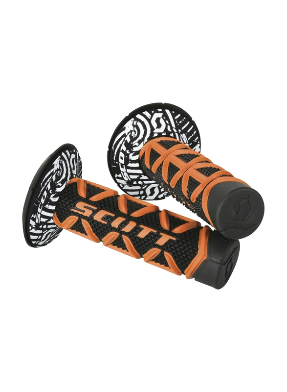 Scott Diamond + Donut Motorcycle Handle Grip Set, Orange/Black