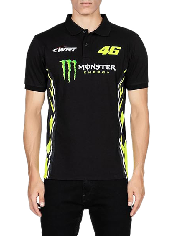 Valentino Rossi VR 46 WRT Monster Energy Polo Shirt for Men, M, Black