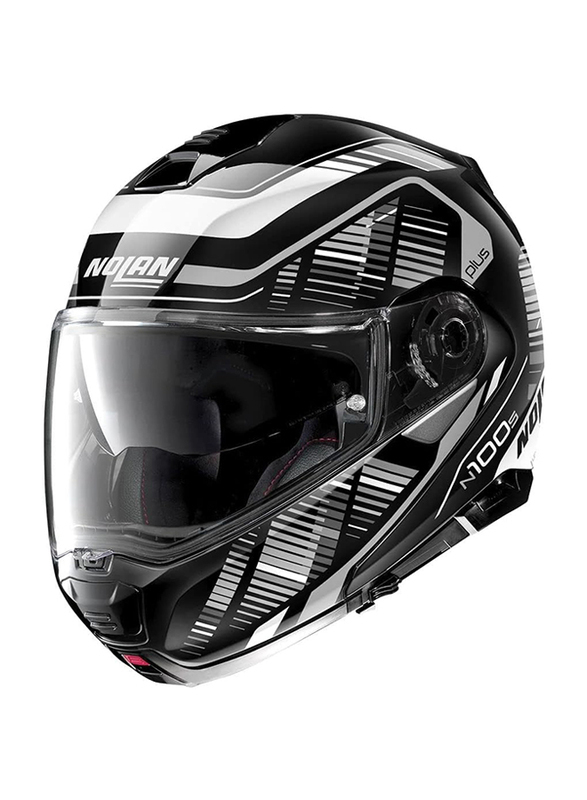 Nolan Plus Starboard N-Com 44 Flip-Up Motorcycle Glossy Helmet, N100-5, Black/White, Large