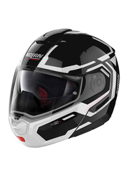 Nolan N90-3 Driller 24 N-Com Modular/Flip-up Glossy Helmet, Black/White, Medium