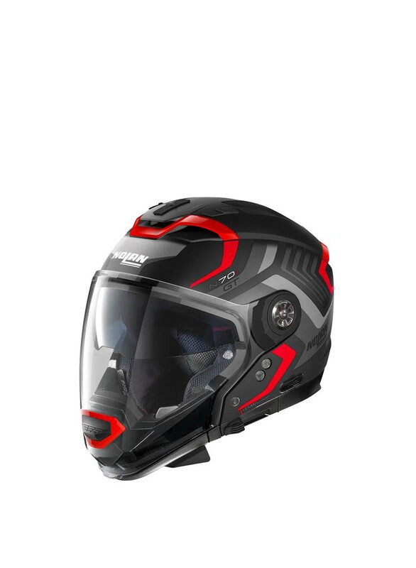 

Nolan N70-2GT Spinnaker N-Com 43 Convertible Motorcycle Flat Helmet, Large, Black/Red