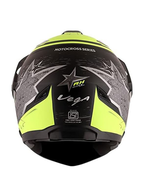 Vega Mount D/V MX Dirt Motocross Helmet, Medium, Black/Yellow