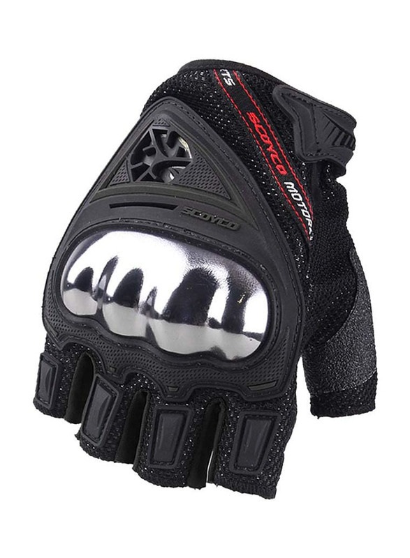 Scoyco MC44D Motorcycle Anti-Slip Shockproof Wear-Resistant Summer Half Finger Gloves, X-Large, MC44D-BLK-XL, Black