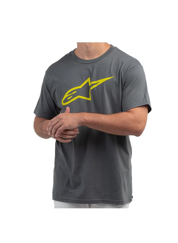 Alpinestars S.P.A. Ageless Classic Tee T-Shirt for Men, Small, Charcoal/Yellow