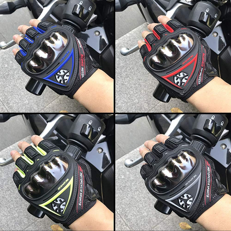 Scoyco MC44D Motorcycle Anti-Slip Shockproof Wear-Resistant Summer Half Finger Gloves, X-Large, MC44D-BLK-XL, Black, MC44D-BLK-XL