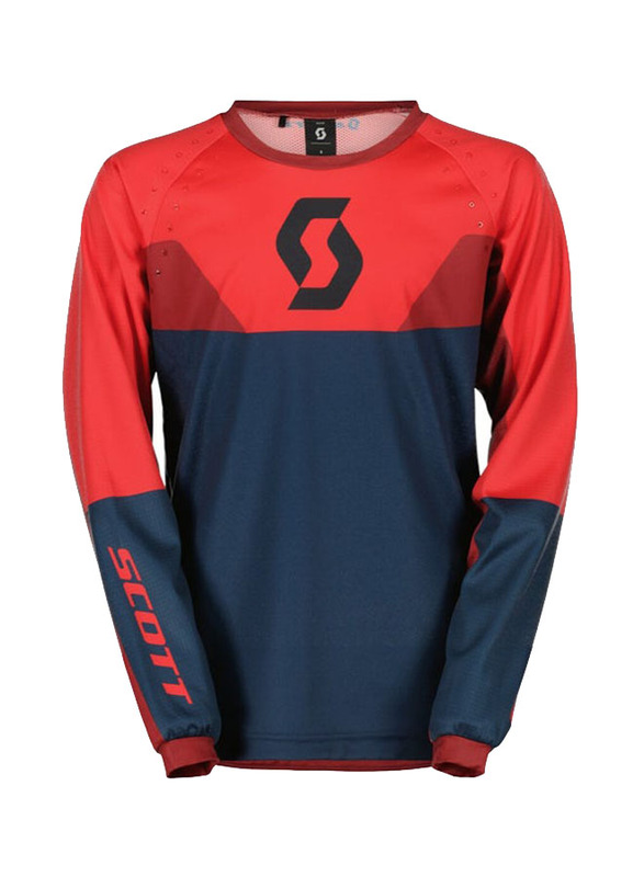 Scott Sports Jersey Evo Track for Men, Large, Dark Blue/Neon Red