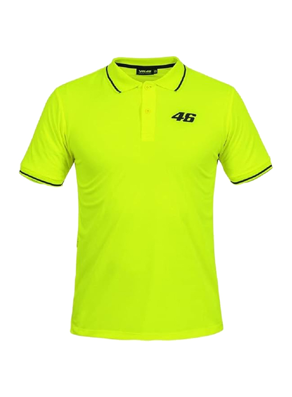 Valentino Rossi VR 46 Polo Shirt for Men, M, Fluo Yellow