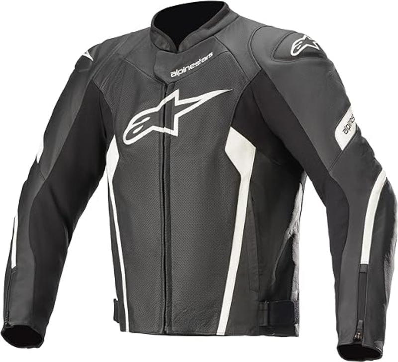 Alpinestars Faster V2 Airflow Leather Jacket, 3103621-12-50, Black/White, Size 50