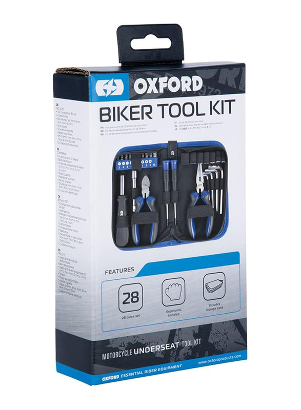 Oxford Standard Biker Tool Kit, 28 Piece, OX771, Blue/Black