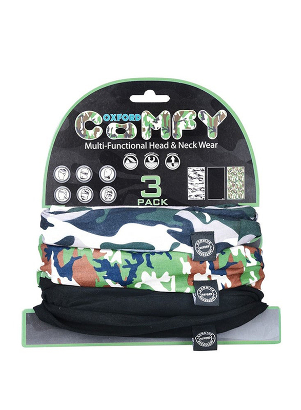 Oxford Comfy Camo Head & Neck Wear, NW123, Multicolour, 3 Piece