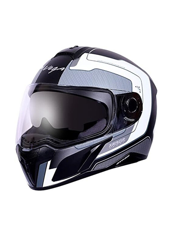 

Vega Evo Motorcycle Full Face Dull Helmet, Black/Silver, Medium