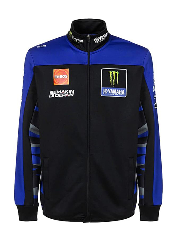 VR46 Fleece Men's Standard Moto GP Jacket, Black/Blue, Medium