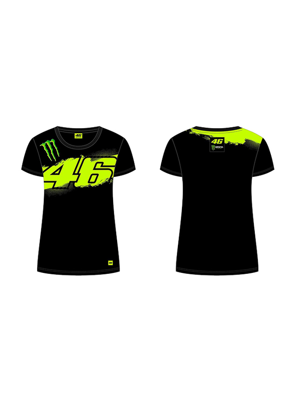 Valentino Rossi VR 46 Monster Energy T-Shirt for Women, L, Black