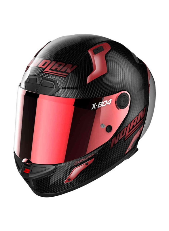 Nolan X-804 Rs U.C. Iridium Edition Carbon Helmet, Small, Black/Red, X-804 RSUC(005)S