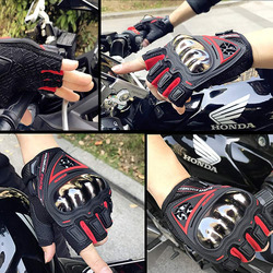 Scoyco MC44D Motorcycle Anti-Slip Shockproof Wear-Resistant Summer Half Finger Gloves, X-Large, MC44D-RED-XL, Black/Red, MC44D-RED-XL