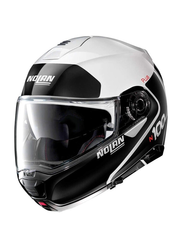 

Nolan N100-5 Plus Distinctive 022 N-Com Metal Motorcycle Helmet, X-Large, Black/White