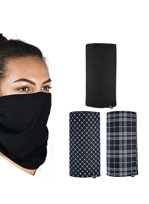 Oxford Comfy Tartan Head & Neck Wear, Black/White, 3 Piece