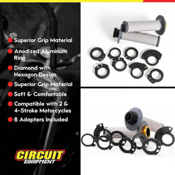 Circuit Equipment Handlebar Grips with 8 Adapters, 1 Pair, Grey/Titanium