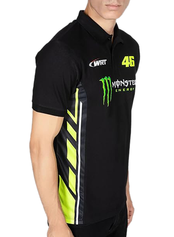 Valentino Rossi VR 46 WRT Monster Energy Polo Shirt for Men, M, Black