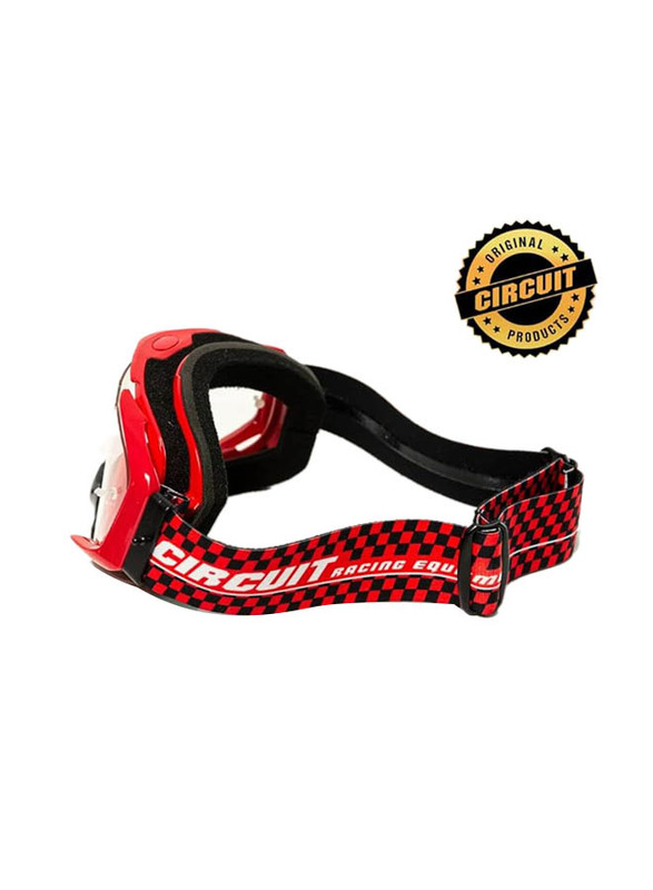 Circuit Crossbril Quantum Motocross Goggles, One Size, Red/Black