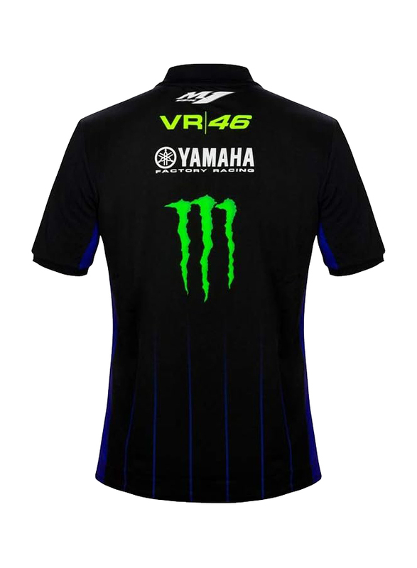 Valentino Rossi VR 46 Yamaha Polo Shirt for Men, S, Black