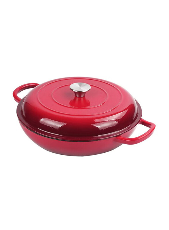 

VAV 30.5cm Non-Stick Enamelled Cast Iron Dutch Oven Shallow Casserole, Red
