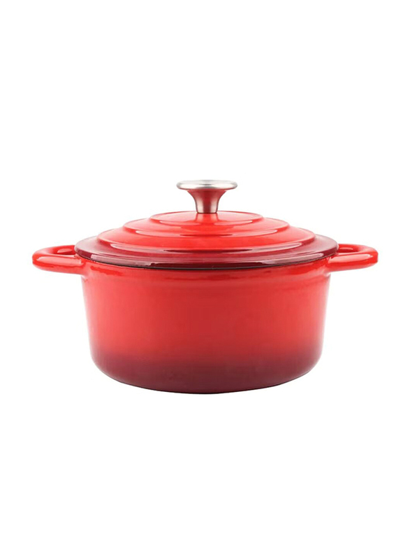 VAV 26cm Non-Stick Enamelled Cast Iron Dutch Oven Casserole, Red