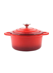 VAV 26cm Non-Stick Enamelled Cast Iron Dutch Oven Casserole, Red