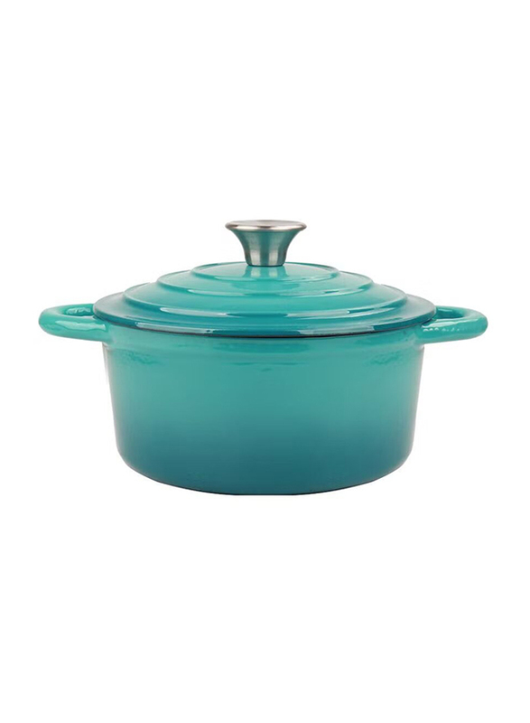 VAV 26cm Non-Stick Enamelled Cast Iron Dutch Oven Casserole, Blue